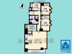 4LDK、専有面積135.47平米、バルコニー面積11.81平米、5階建て最上階の南東角部屋。重厚感のある内装が魅力。
