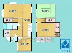 4DK、土地面積84.09平米、建物面積65.83平米、木造2階建。