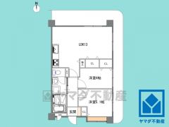 2LDK、専有面積50.91平米、バルコニー面積21.13平米、8階建て6階部分の角住戸。