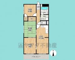 3LDK、専有面積58.83平米、バルコニー面積6.55平米、4階建て最上階の角部屋。