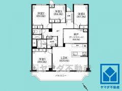4SLDK、専有面積129.5平米、バルコニー面積17.84平米、5階建て2階部分。