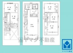 5LDK、土地面積74.75平米、建物面積120.83平米、木造3階建。2025年10月完成済。