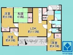 4LDK、専有面積76.95平米、バルコニー面積14.87平米、7階建て最上階の三方角住戸。