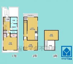 3LDK、土地面積80.02平米、建物面積75.34平米、木造2階建。