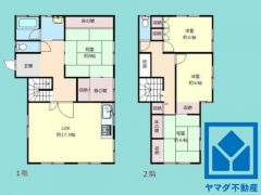 4LDK、土地面積306.63平米、建物面積127.64平米、木造2階建。