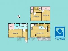 3LDK、土地面積45.37平米、建物面積86.26平米、木造3階建。