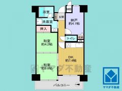 2SDK、専有面積49.5平米、バルコニー面積8.45平米、6階建て3階部分。