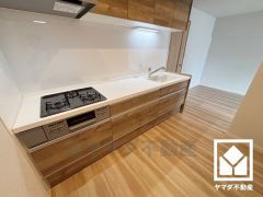 キッチンは空間を有効活用できる壁付けタイプです。