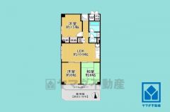 3LDK、専有面積78.75平米、バルコニー面積7.56平米、6階建て1階部分の南西角部屋。南向きの専用庭23.19平米付き。