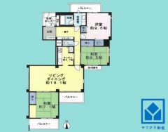 3LDK、専有面積107.36平米、バルコニー面積17平米、7階建て3階部分。