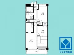 3LDK、専有面積63.34平米、バルコニー面積6.91平米、6階建て2階部分。