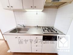 明るい白色で統一された清潔感のあるデザインが魅力のシステムキッチンです。