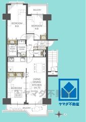 3LDK、専有面積72.88平米、バルコニー面積11.98平米