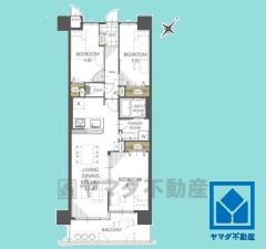 3LDK、専有面積64.34平米、バルコニー面積9.56平米、11階建て4階部分。