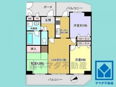 3LDK、専有面積63.45平米、バルコニー面積16.91平米、11階建て4階部分。耐震性・耐火性の高いSRC造です。