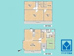 4LDK、土地面積189.29平米、建物面積129.01平米、木造2階建。