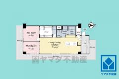 2LDK、専有面積68.8平米、バルコニー面積30.62平米、7階建て6階部分。