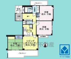 3LDK、専有面積91.39平米、バルコニー面積17平米、7階建て5階部分。