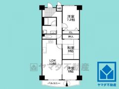 3LDK、専有面積75平米、バルコニー面積6.72平米、7階建て1階部分。