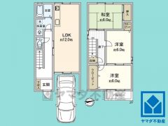 3LDK、土地面積61.96平米、建物面積75.87平米、木造2階建。