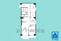 2SLDK、専有面積72.8平米、バルコニー面積6.26平米、9階建て7階部分の角部屋。耐震性・耐火性に優れたSRC造です。