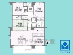 4LDK、専有面積87.72平米、バルコニー面積15.45平米、7階建て3階部分。