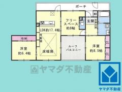 2SLDK、専有面積84.02平米、バルコニー面積14.74平米、4階建て3階部分。