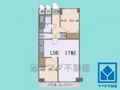 2LDK、専有面積63.25平米、バルコニー面積6.6平米、6階建て最上階。
