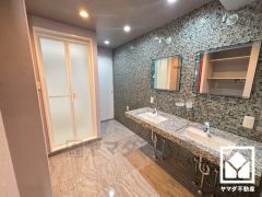 広々とした御影石の洗面台は、ホテルライクな上質空間。洗練されたデザインと機能性が融合し、毎日の身支度が特別なひとときに。