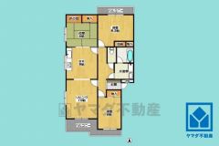 3LDK、専有面積97.26平米、バルコニー面積12.43平米、3階建て最上階の角部屋。