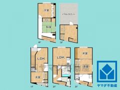 6LDK、土地面積42.31平米、建物面積156.47平米、耐震性・耐久性の高い鉄骨造5階建。