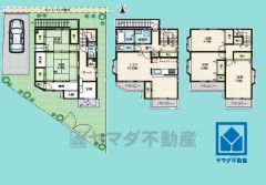 5LDK、土地面積115.70平米、建物面積142.12平米、木造3階建。