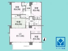 4LDK、専有面積87.72平米、バルコニー面積15.45平米、7階建て3階部分。