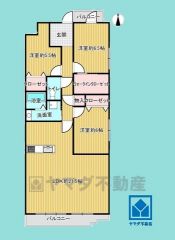 3LDK、専有面積91.42平米、バルコニー面積9.87平米、3階建て最上階。