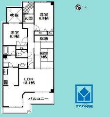 3LDK、専有面積80.56平米、バルコニー面積12.88平米、6階建て5階部分。