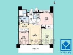 3LDK、専有面積60.53平米、バルコニー面積16平米、11階建て6階部分。