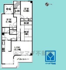 3LDK、専有面積80.56平米、バルコニー面積12.88平米、6階建て5階部分。