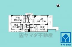 3LDK、専有面積70.24平米、バルコニー面積22.03平米、7階建て4階部分の三方角部屋。