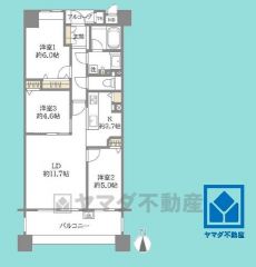3LDK、専有面積66.88平米、バルコニー面積11.8平米、11階建て最上階。