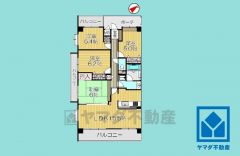 4LDK、専有面積84.17平米、バルコニー面積20.54平米、13階建て1階部分の角部屋。耐震性・耐火性の高いSRC造です。