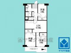 3LDK、専有面積61.6平米、バルコニー面積7.45平米。