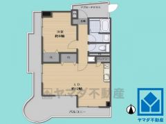 1LDK、専有面積41.04平米、バルコニー面積26.43平米