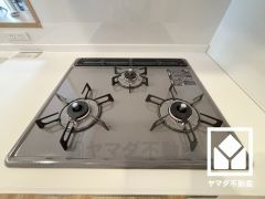 毎日の料理がもっとスムーズになる、便利な3口コンロ付き。調理に手間がかかりがちな肉や魚を、短時間でサッと焼き上げることができるグリルもございます。