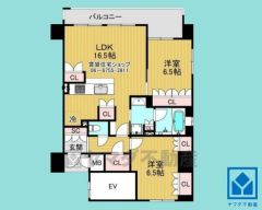 2LDK、専有面積68.4平米、バルコニー面積9.44平米、6階建て4階部分。