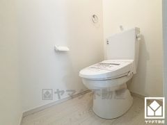 タオル掛けやペーパーホルダーも設置されています。