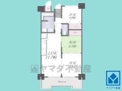 3LDK、専有面積57.68平米、バルコニー面積8.64平米。