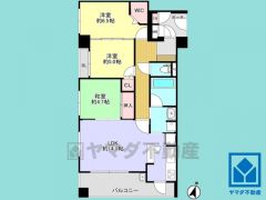 3LDK、専有面積70.95平米、バルコニー面積11.9平米、6階建て4階部分の南西角部屋。