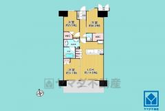 3LDK、専有面積70.59平米、バルコニー面積11.40平米、11階建て6階部分。室内たいへん丁寧にお使いです。