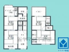 4K、土地面積43.43平米、建物面積61.96平米、木造2階建。