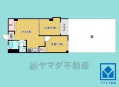 2LDK、専有面積50.22平米、8階建て1階部分。南向きの専用庭30平米付き（使用料無償）。2025年12月リフォーム済の大変綺麗なお部屋で、即ご入居いただけます。